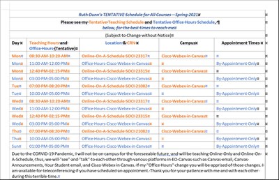 Ruth Dunn's Office Hours and Teaching Schedule Spring 2021.JPG