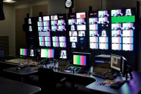 Modern TV studio control room